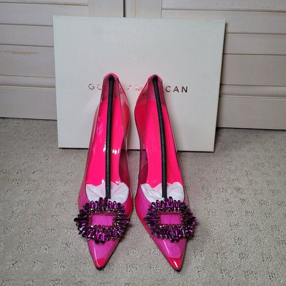 NIB Good American Cinder-F*cking-Rella Pump Heels - Hot Pink, Size 9 - Picture 5 of 13